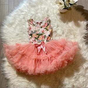 Girls flower coral tutu dress size 2t/3t